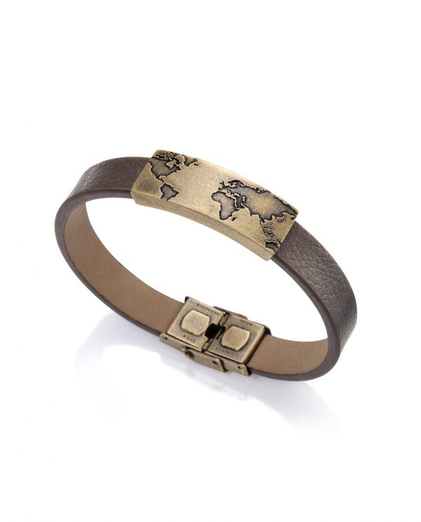 75152P01011-tienda-online-pulsera piel placa acero con grabado mundo - viceroy-baratos-caballero-hombre-valencia
