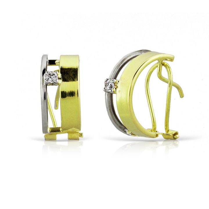 Pendientes oro amarillo y oro blanco curvas con cierre omega