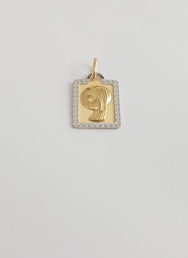 medalla-cuadrada-virgen-niña-oro amarillo y blanco-18 quilates-barato-tienda-online-valencia-30MED142