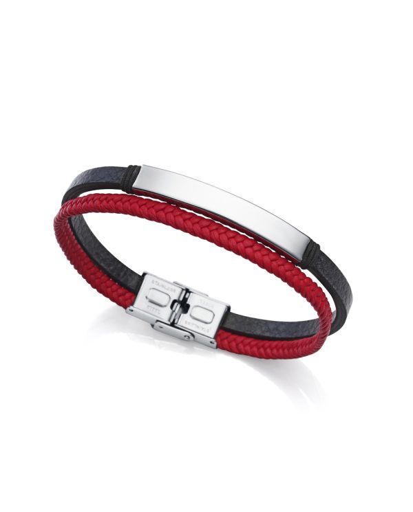 pulsera-viceroy-hombre-acero-rojo-negro-piel-barato-tienda-online-valencia-15130P01017