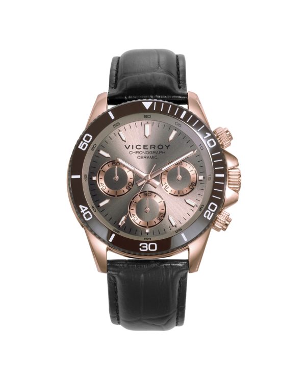 reloj-viceroy-hombre-caja-acero-ip-rosa-bisel-ceramico-marron-5-atm-correa-piel-negra-401401-17
