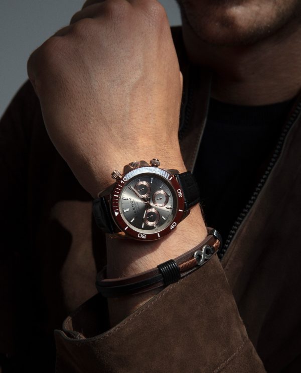 reloj-viceroy-hombre-caja-acero-ip-rosa-bisel-ceramico-marron-5-atm-correa-piel-negra-401401-17D2